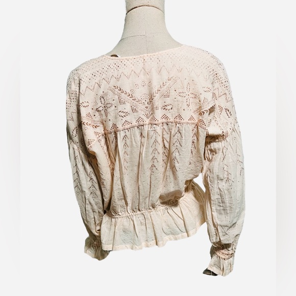 Free People Counting Star Shimmer Peasant Blouse Size Small - Picture 12 of 16